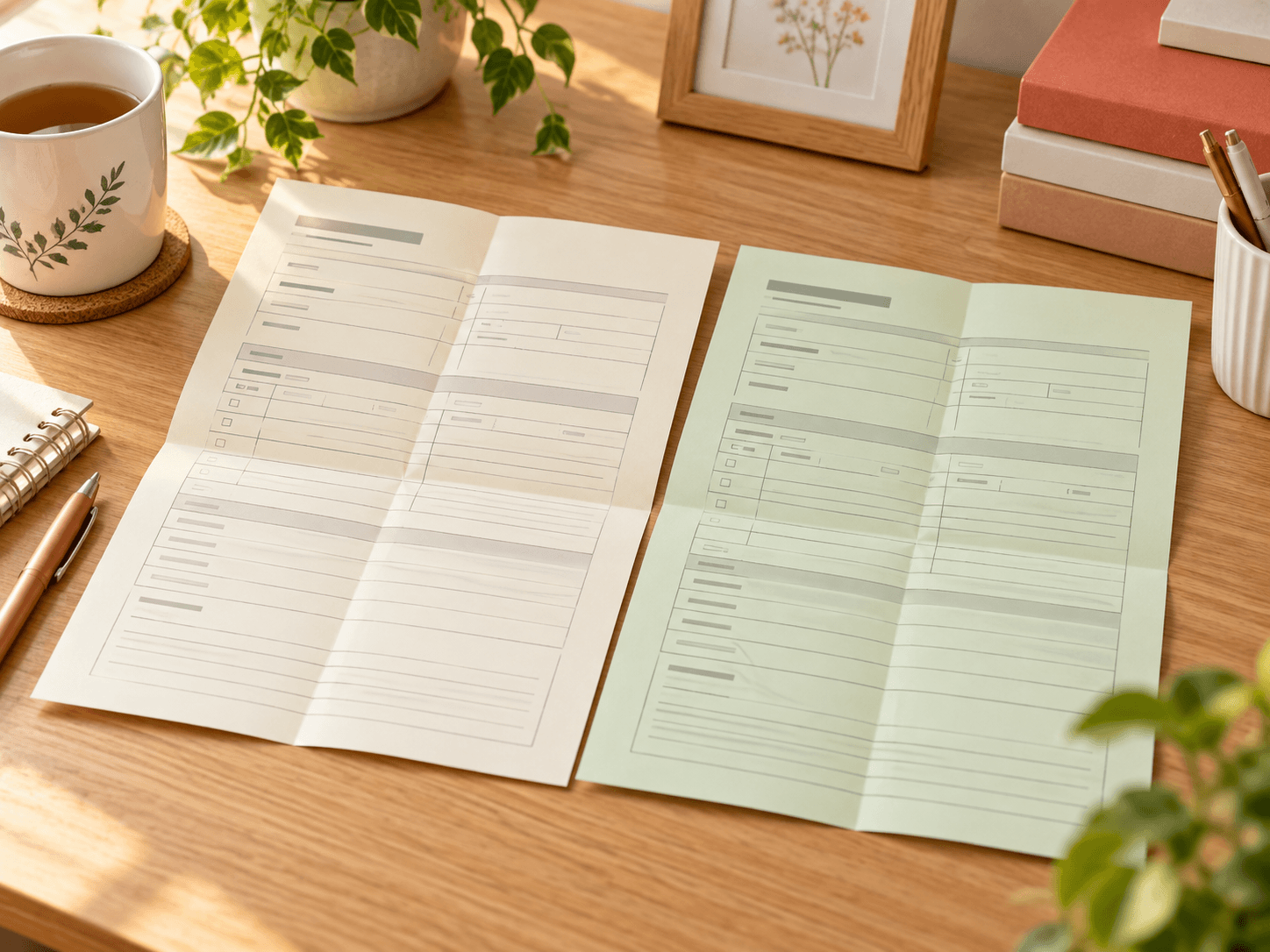 確認用の証書を並べたイメージ