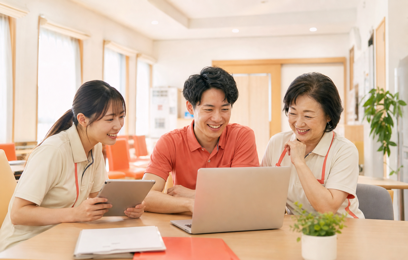 チームで情報共有する様子