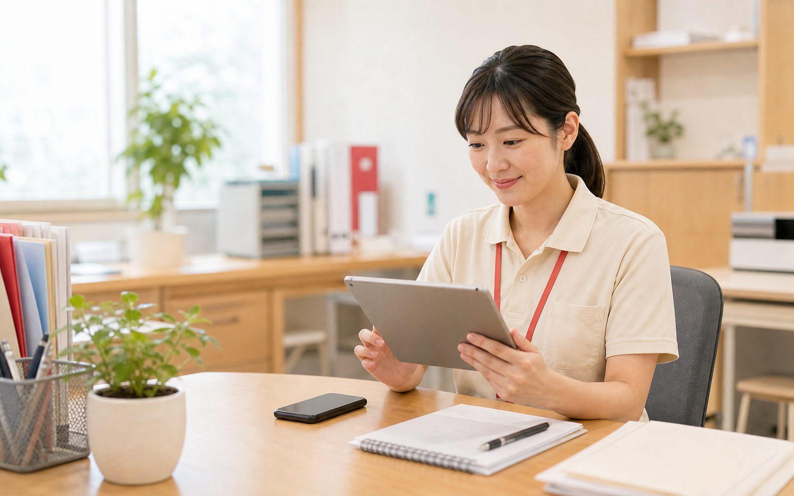 送信状況を確認するスタッフ