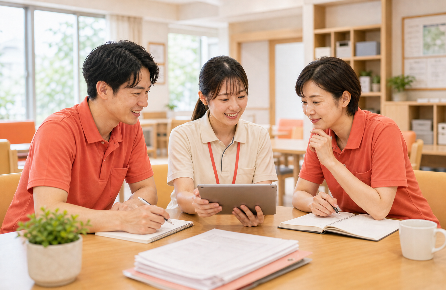チームで情報共有する様子