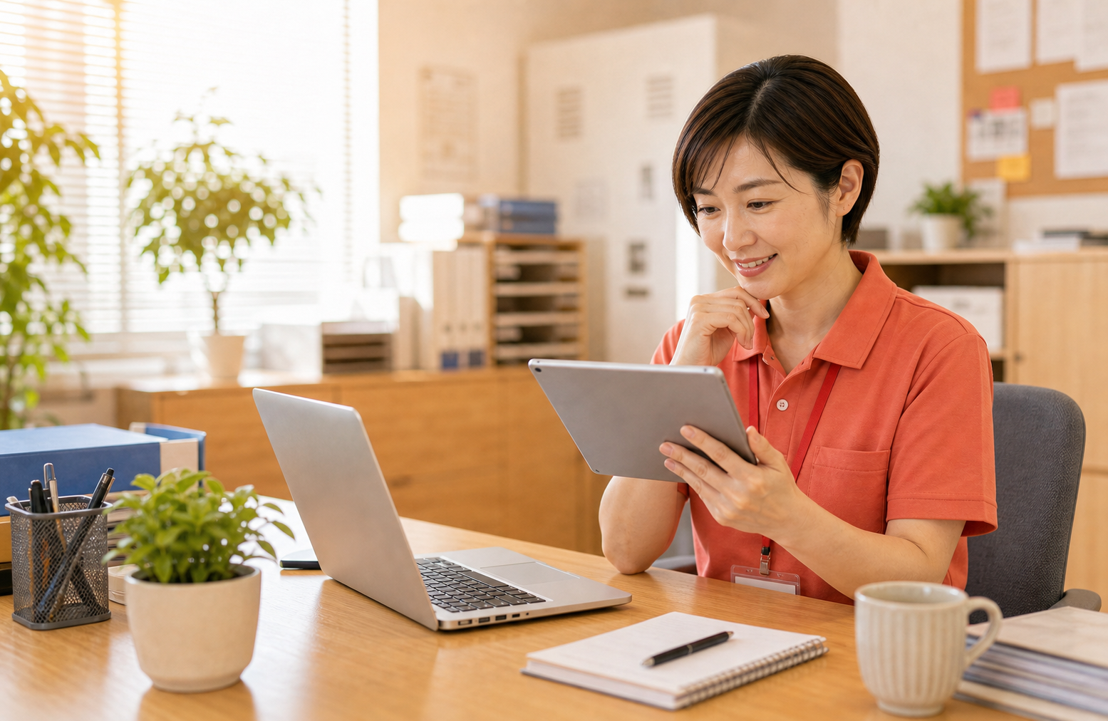 利用者と向き合うスタッフ